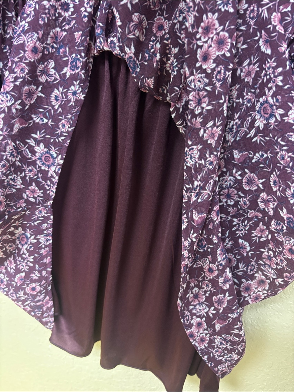 Speechless Plum Floral Tie-Neck Long Sleeve Dress - Picture 4 of 6